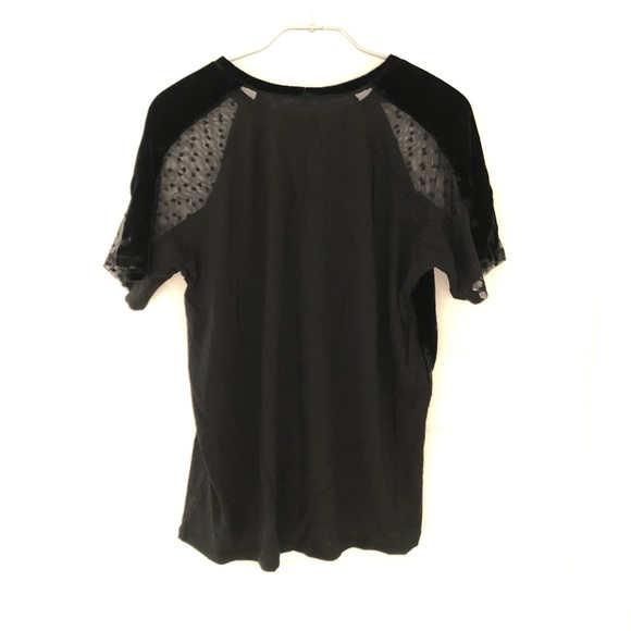 Maje Velvet and Mesh Dot Short Sleeve Top - Picture 4 of 6